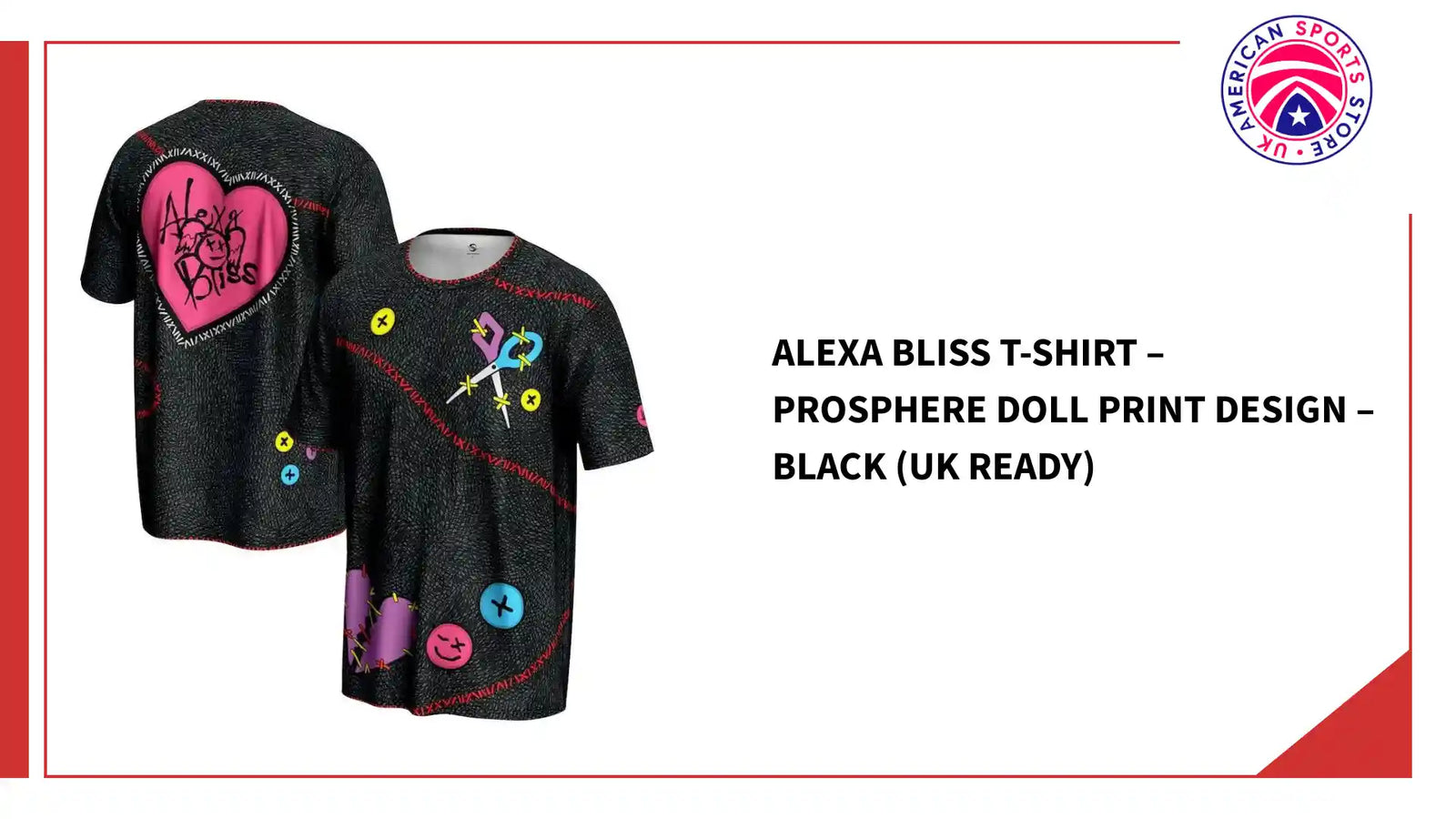 Alexa Bliss T-Shirt &ndash; ProSphere Doll Print Design &ndash; Black (UK Ready) by@Outfy