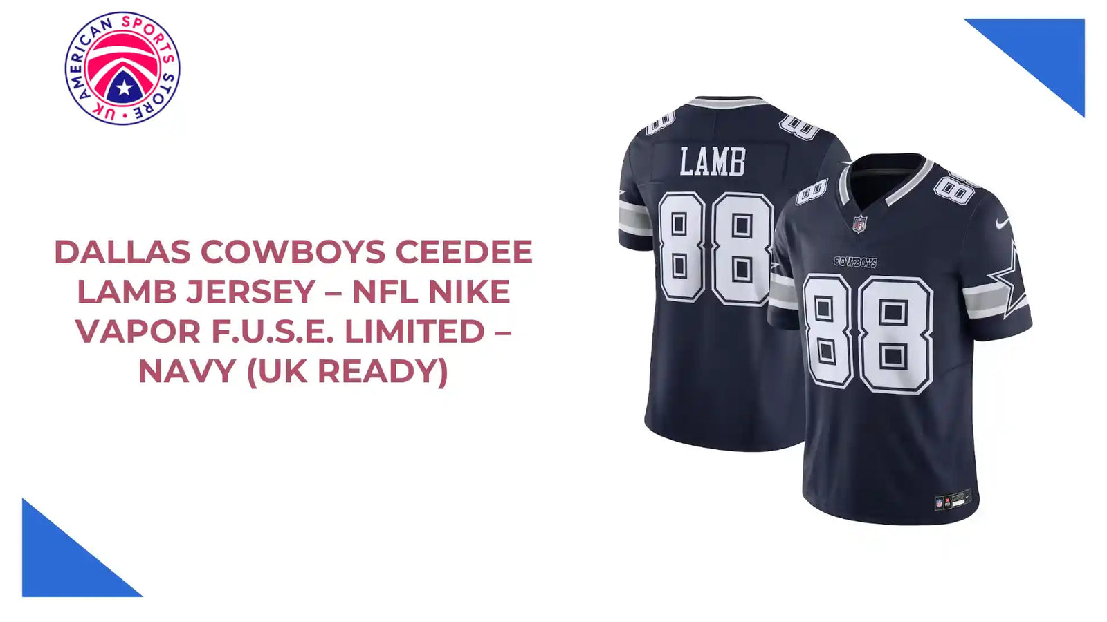 Dallas Cowboys CeeDee Lamb Jersey &ndash; NFL Nike Vapor F.U.S.E. Limited &ndash; Navy (UK Ready) by@Outfy