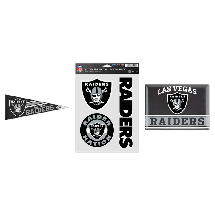 Las Vegas Raiders NFL Fan Décor Bundle – Pennant, Decals &amp; Magnet – (UK Stock) - UKASSNI