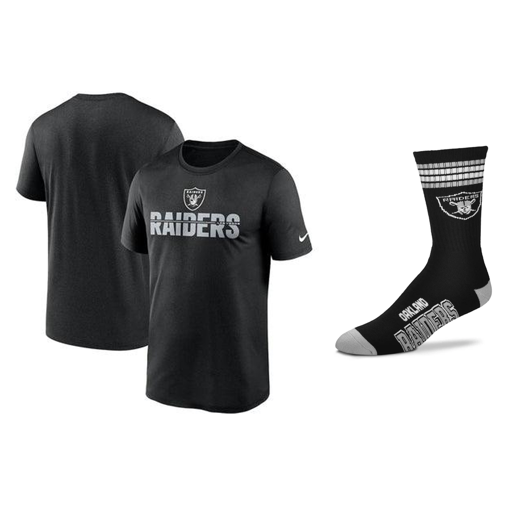 Las Vegas Raiders NFL T-Shirt & Socks Bundle – Black – Medium (UK Stock) - UKASSNI
