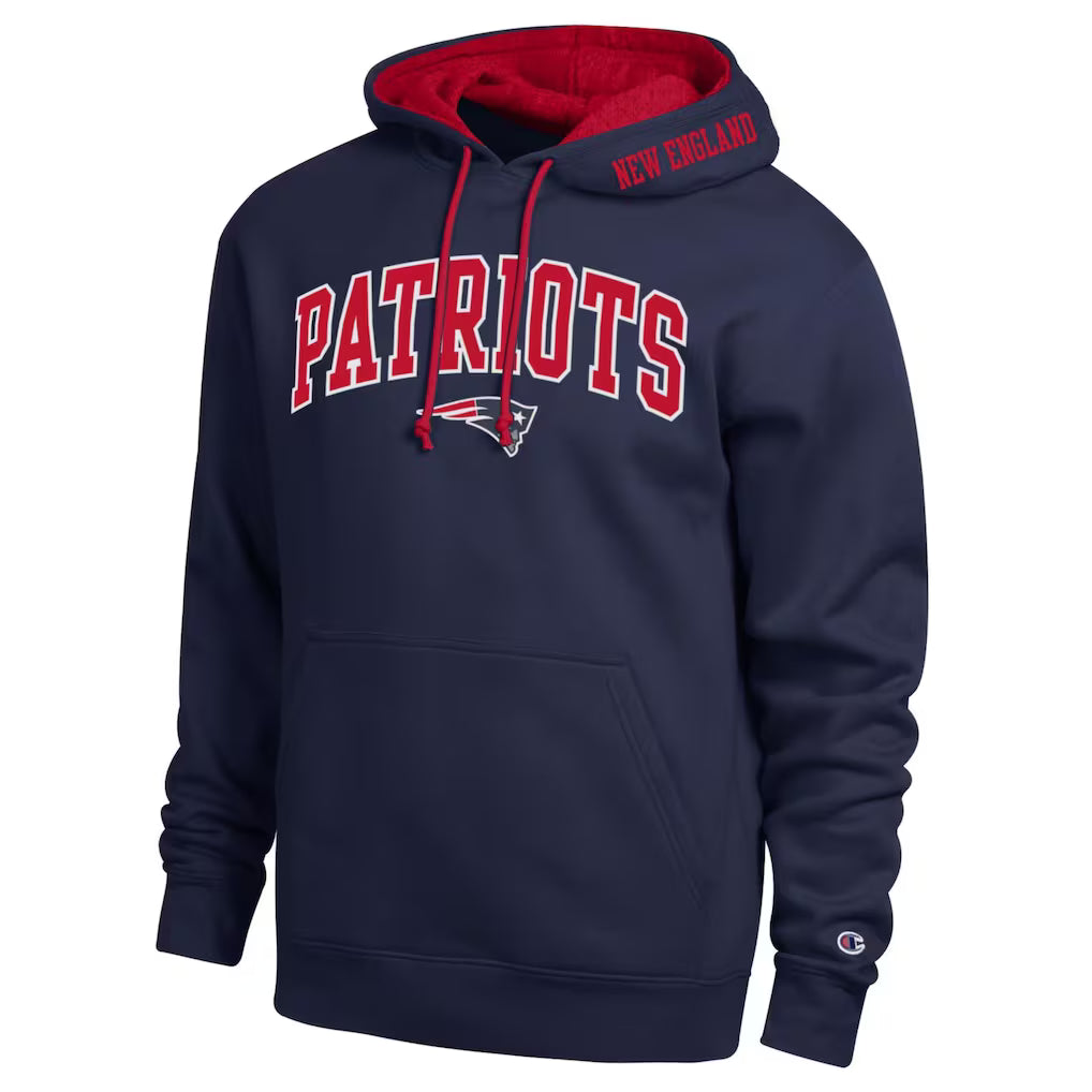 New England Patriots Hoodie – NFL Champion Contrast – Navy/Red (USA Sourced)