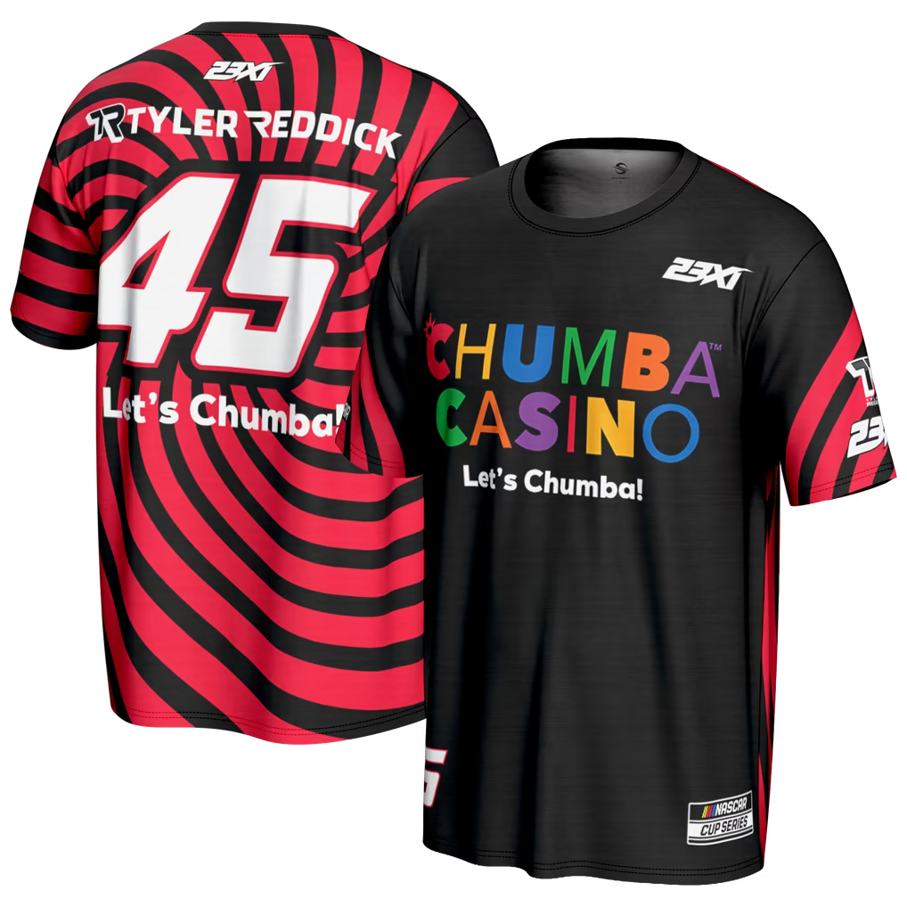 Tyler Reddick T-Shirt – NASCAR ProSphere Chumba Casino – Black/Red (USA Sourced)