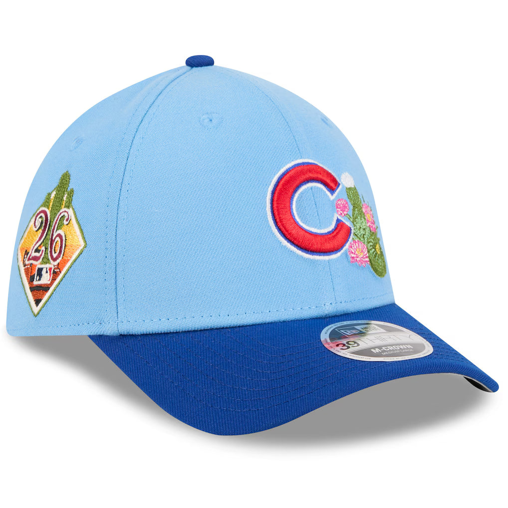 Chicago Cubs MLB New Era 2026 Spring Training M-Crown 39THIRTY Flex Hat – Light Blue/Royal (USA Stock) - UKASSNI