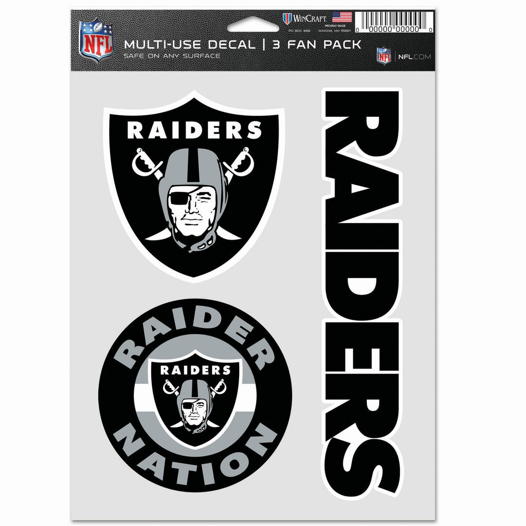 Las Vegas Raiders NFL UK Wincraft Multi-Use Decal - 3 Fan Pack - UKASSNI