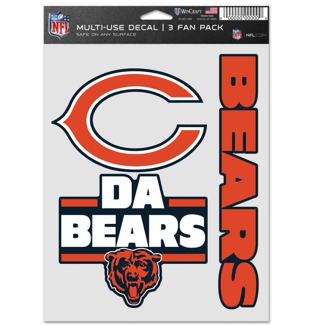 Chicago Bears NFL UK Wincraft Multi-Use Decal - 3 Fan Pack - UKASSNI