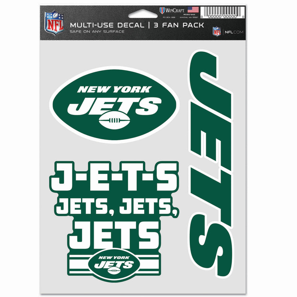 New York Jets NFL UK Wincraft Multi-Use Decal - 3 Fan Pack - UKASSNI