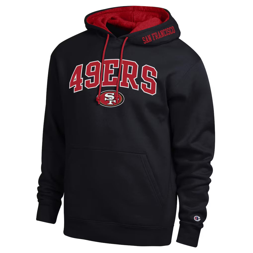 San Francisco 49ers Hoodie – NFL Champion Contrast – Black/Scarlet (USA Sourced)