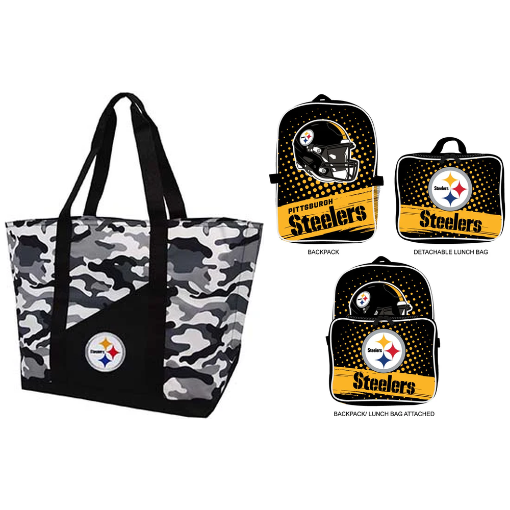 Pittsburgh Steelers NFL Tote Bag + Backpack & Lunch Bag Bundle – (UK Stock) - UKASSNI