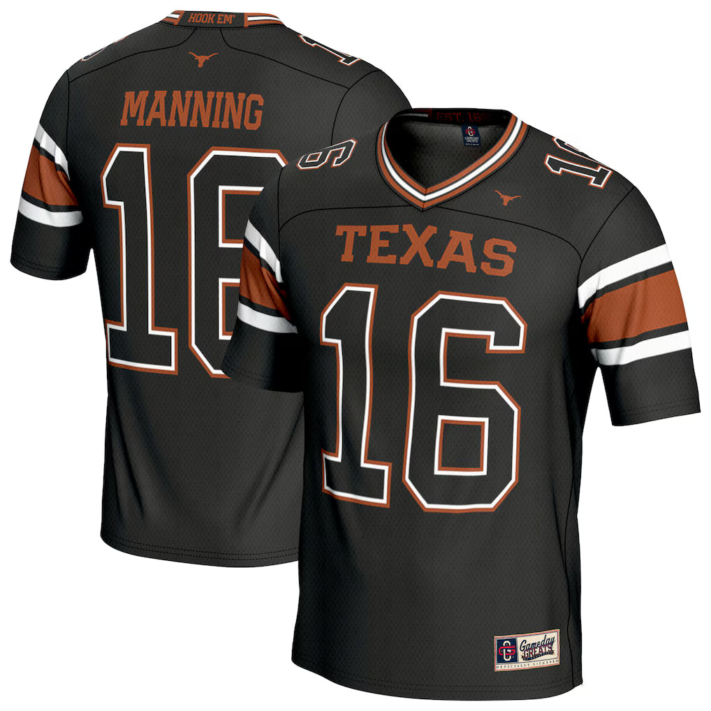 Texas Longhorns NCAA Arch Manning GameDay Greats Football Fashion Jersey - Black (USA Stock)