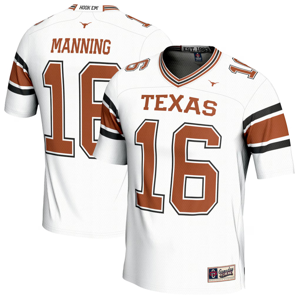 Texas Longhorns NCAA Arch Manning GameDay Greats Football Fashion Jersey - White (USA Stock)
