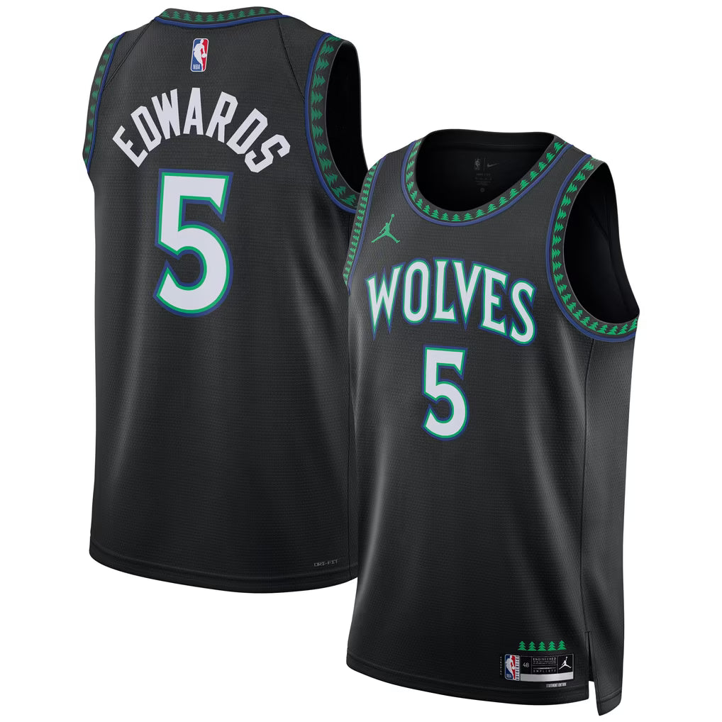 Minnesota Timberwolves Anthony Edwards Jersey – NBA Jordan Brand Statement Edition Swingman – Black (USA Sourced)