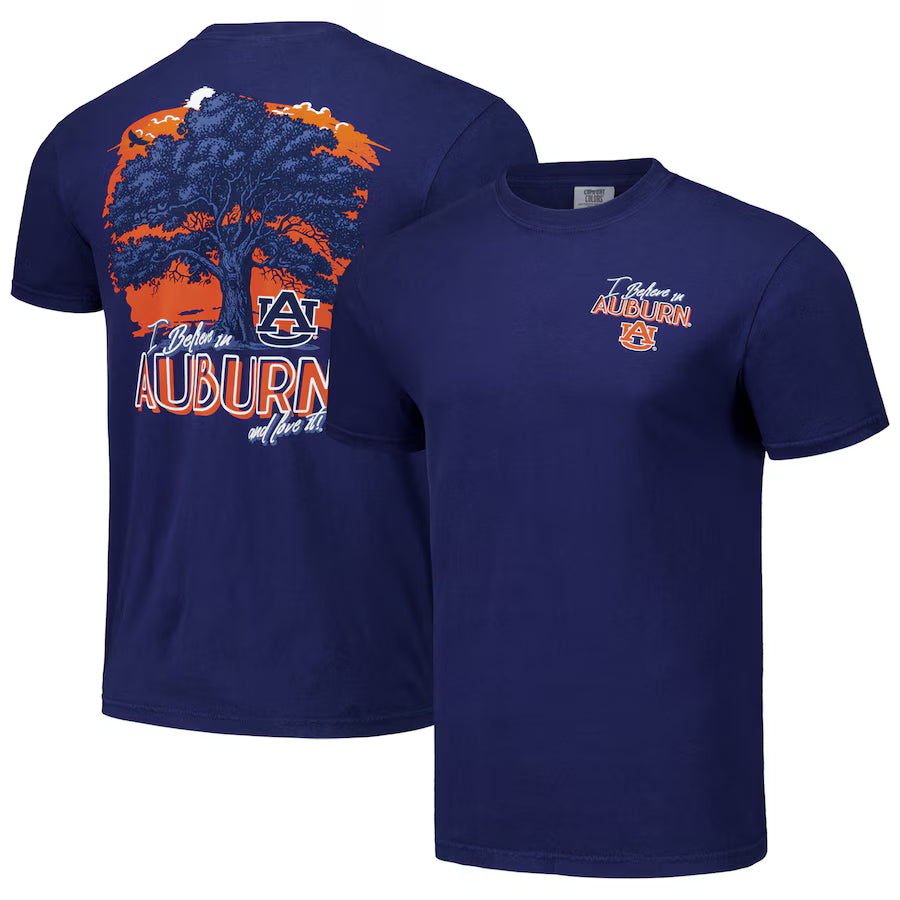 Auburn Tigers NCAA “I Believe in Auburn” Comfort Colors T-Shirt – Navy (USA Stock) - UKASSNI