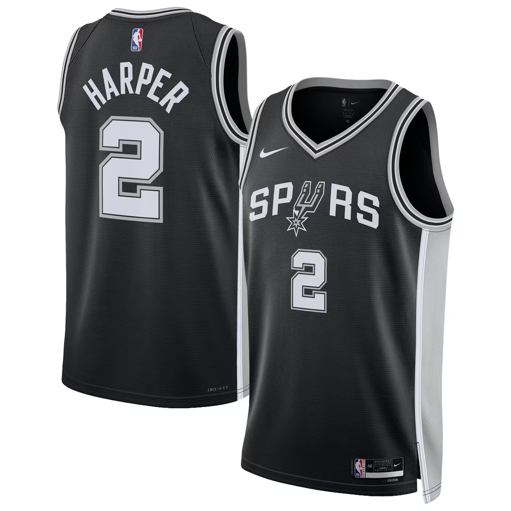 San Antonio Spurs Dylan Harper Jersey – NBA Nike Icon Edition Swingman – Black (USA Sourced)