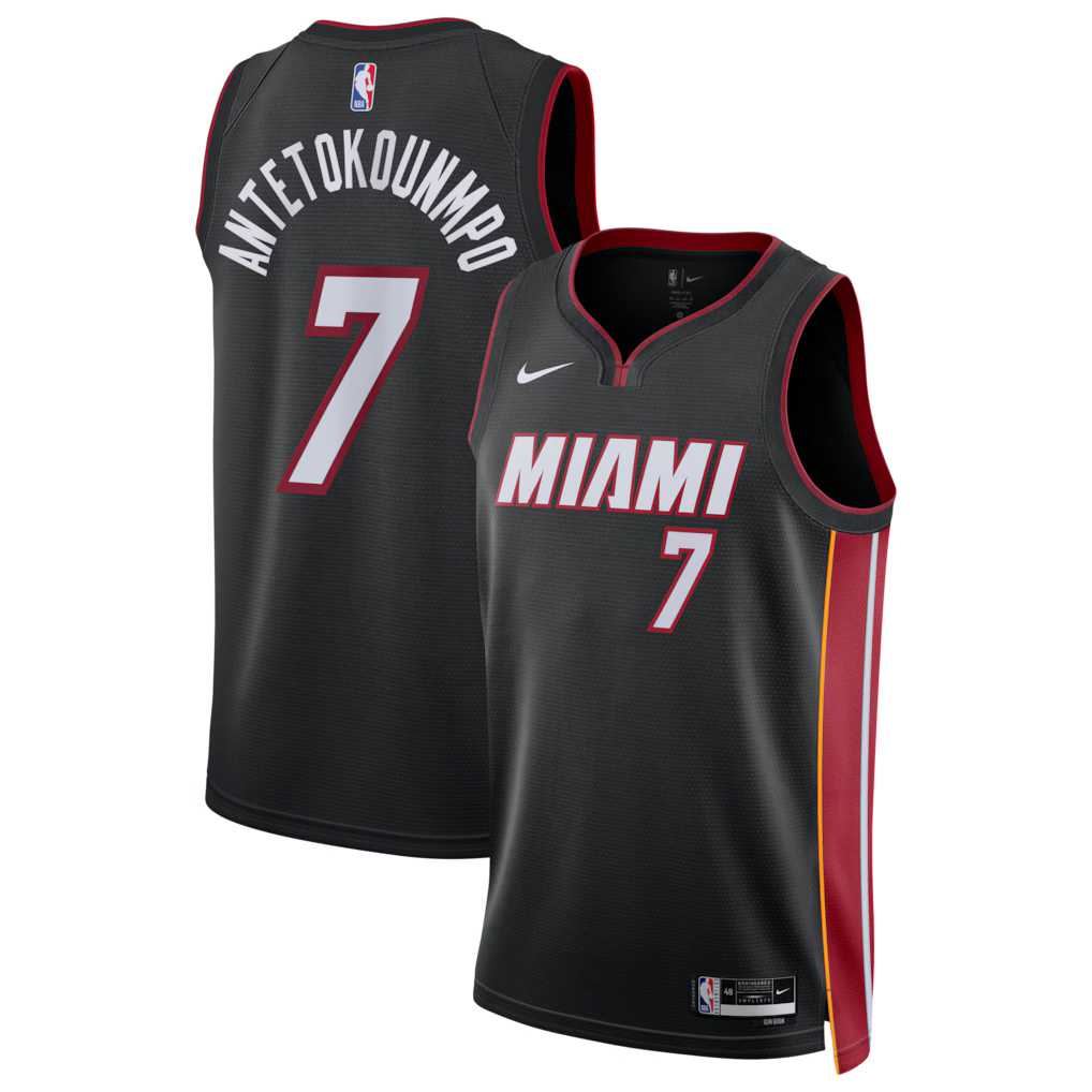 Miami Heat Giannis Antetokounmpo Jersey – NBA Nike Icon Edition Swingman – Black (USA Sourced)