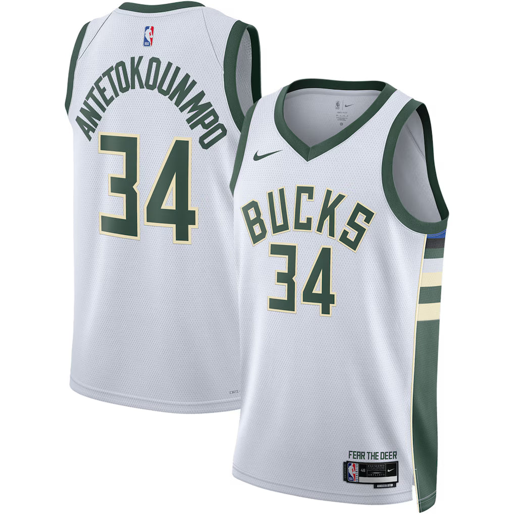 Milwaukee Bucks NBA Giannis Antetokounmpo Nike Swingman Jersey – White (USA Stock) - UKASSNI