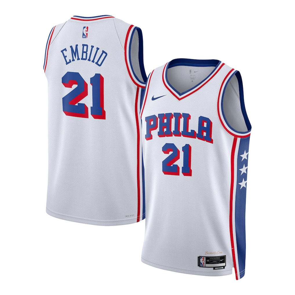 Philadelphia 76ers NBA Joel Embiid Nike Unisex Swingman Jersey – White (USA Stock) - UKASSNI