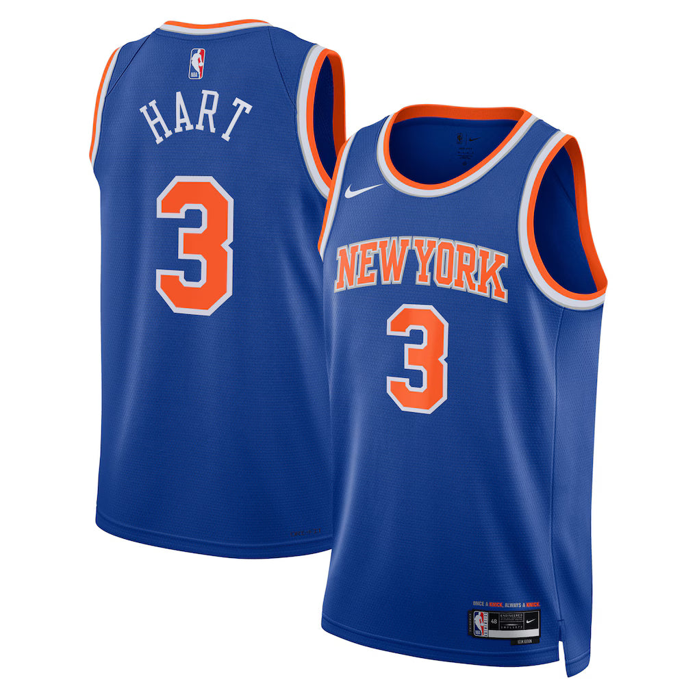 New York Knicks NBA Josh Hart Nike Unisex Swingman Jersey – Icon Edition – Blue (USA Stock) - UKASSNI