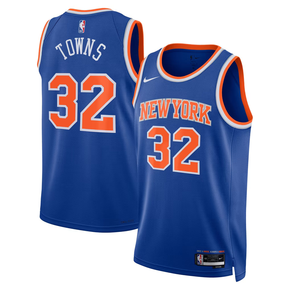 New York Knicks Karl-Anthony Towns Jersey – NBA Nike Icon Edition Swingman – Blue (USA Sourced)