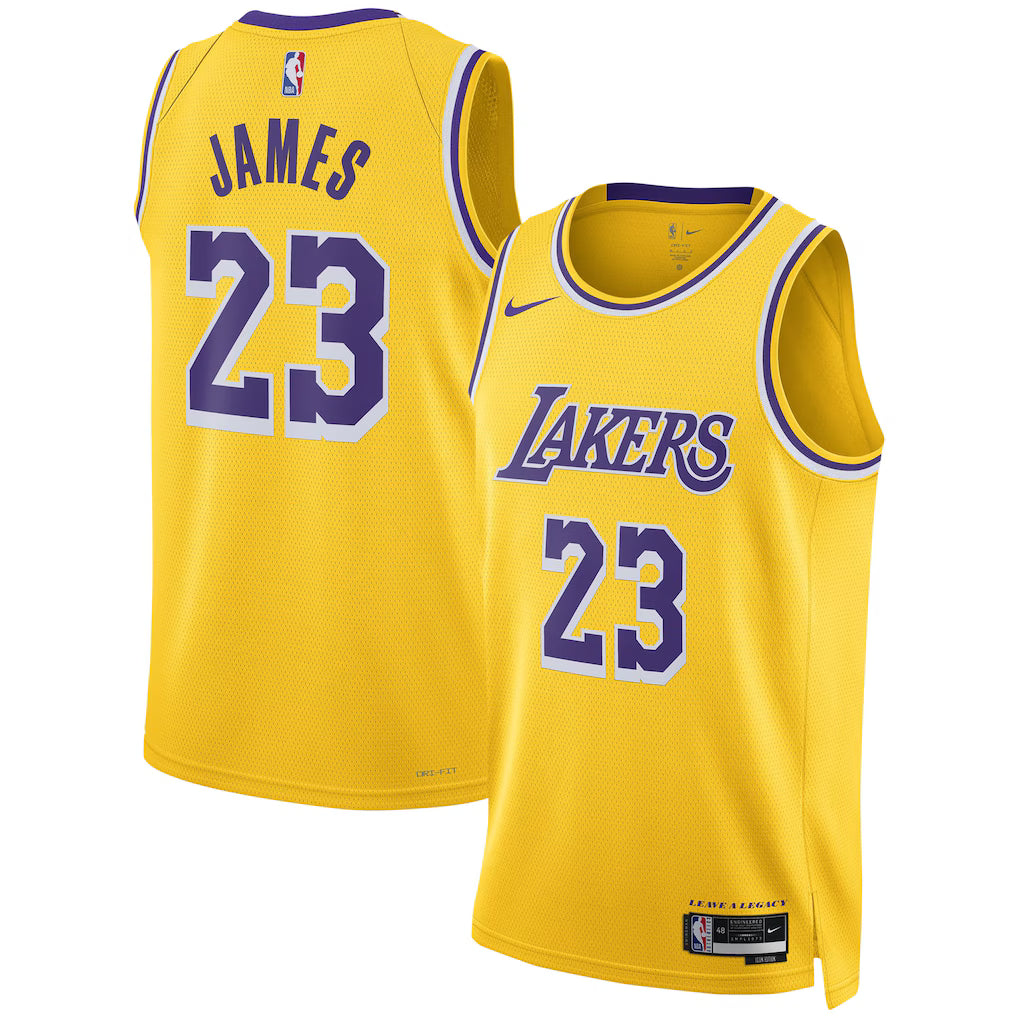 Los Angeles Lakers NBA LeBron James Nike Swingman Jersey – Gold – Icon Edition (USA Stock) - UKASSNI