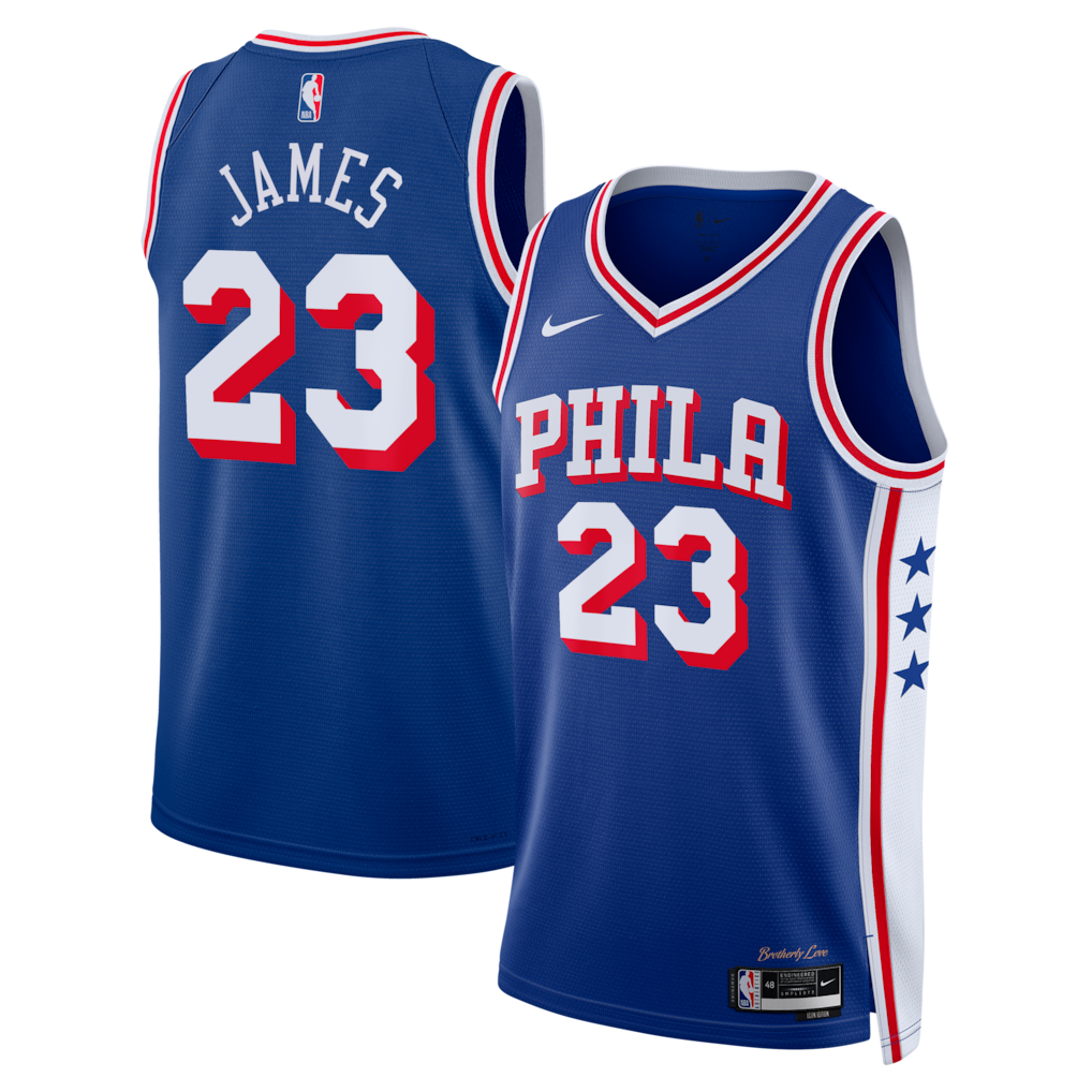 Philadelphia 76ers LeBron James Jersey – NBA Nike Icon Edition – Royal (USA Sourced)