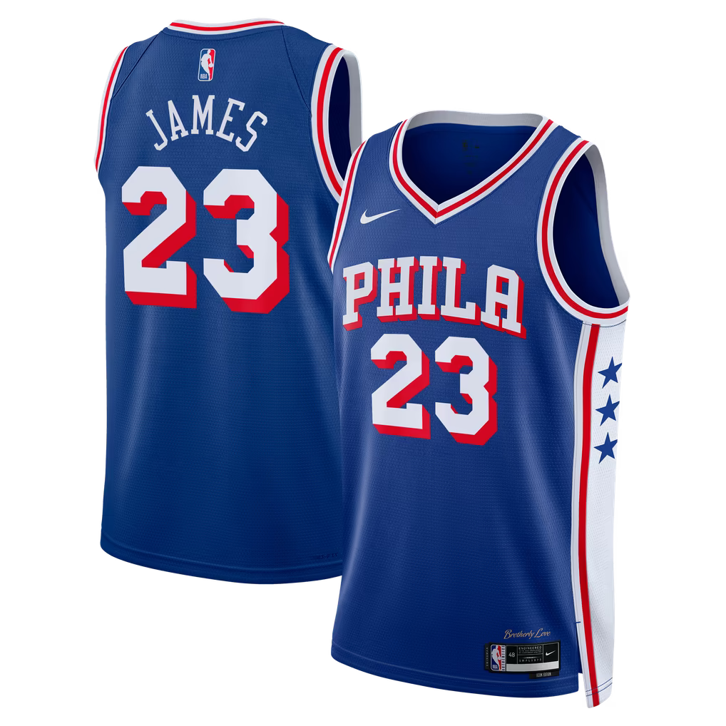 Philadelphia 76ers LeBron James Jersey – NBA Nike Icon Edition Swingman – Royal (USA Sourced)