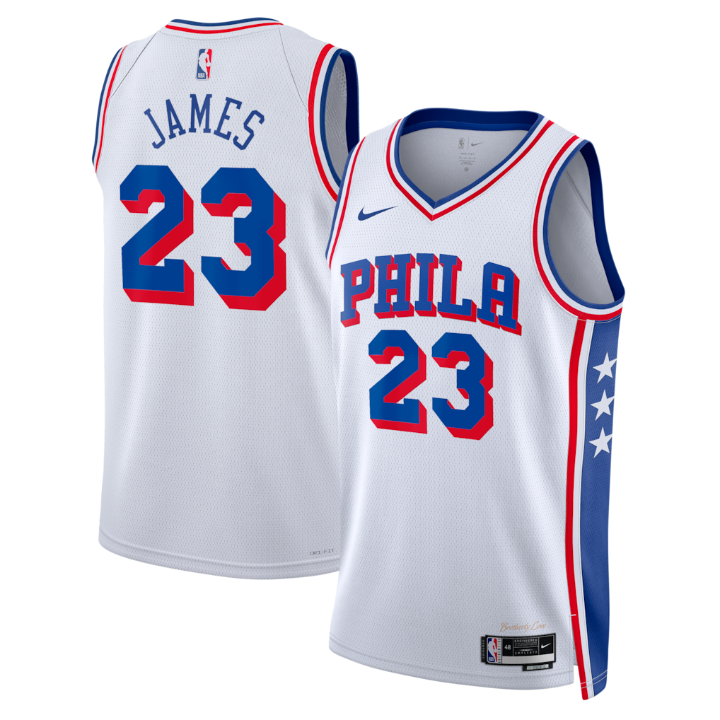 Philadelphia 76ers LeBron James Jersey – NBA Nike Association Edition – White (USA Sourced)