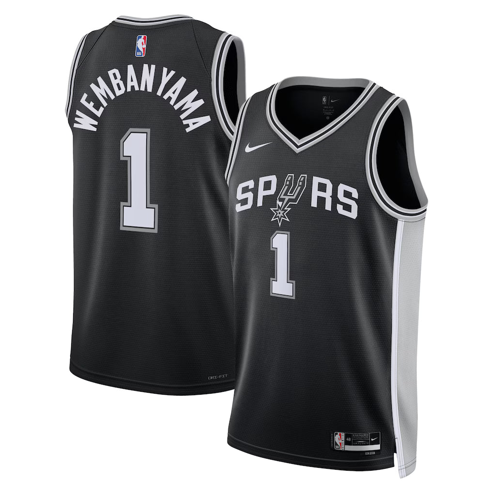 San Antonio Spurs NBA Victor Wembanyama Nike Swingman Jersey – Black – Icon Edition (USA Stock) - UKASSNI