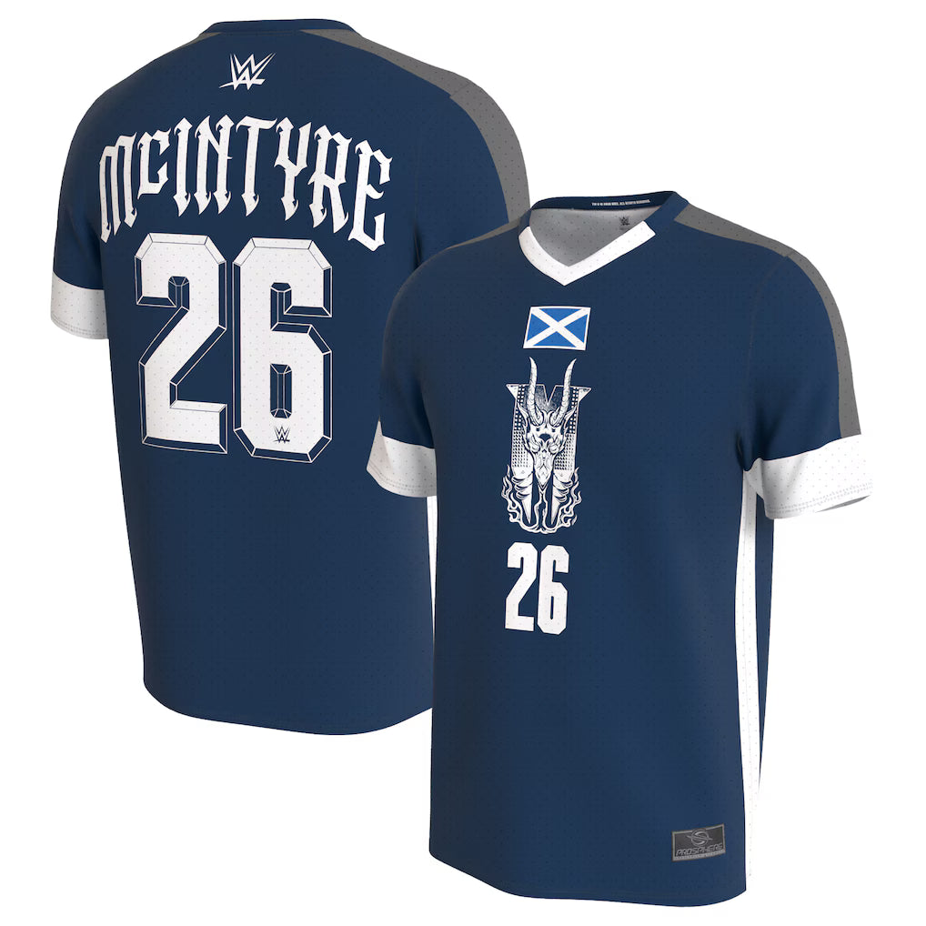 Drew McIntyre Soccer Jersey – WWE ProSphere – Blue (USA Sourced)