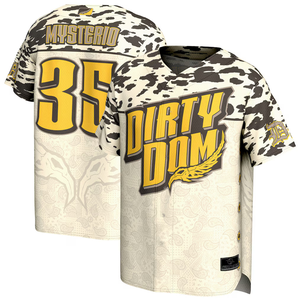 Dominik Mysterio WWE ProSphere Unisex San Diego Baseball Jersey – Tan (USA Stock) - UKASSNI