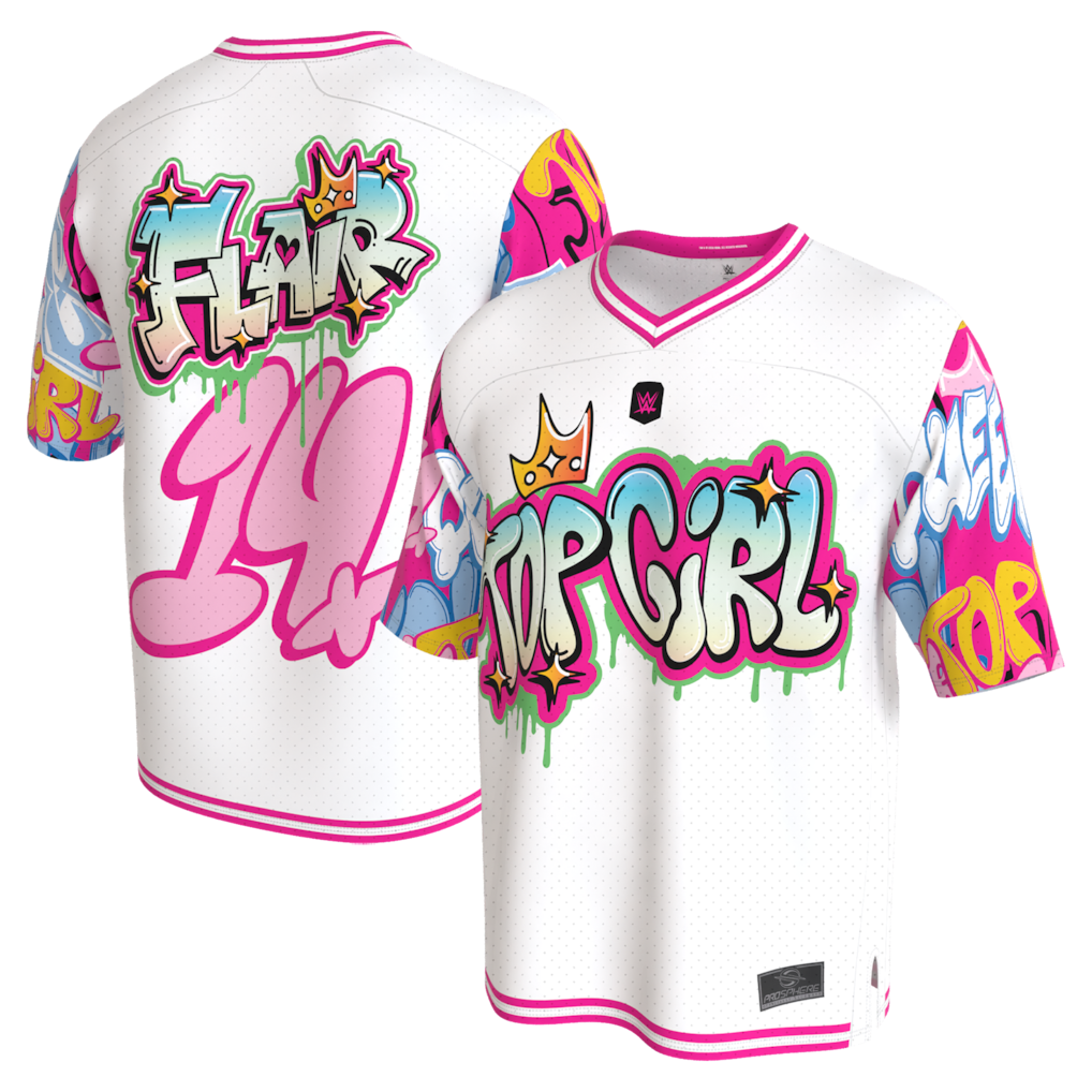 Charlotte Flair WWE Football Jersey – ProSphere Top Girl – White (USA Sourced)