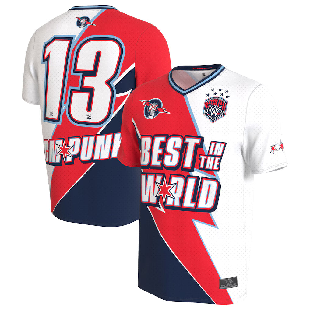 CM Punk ProSphere Jersey - WWE Unisex Soccer Jersey – White (USA Sourced)