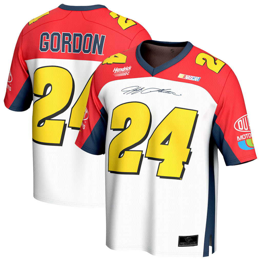 Jeff Gordon NASCAR ProSphere DuPont Football Fashion Jersey – Red/White (USA Stock) - UKASSNI