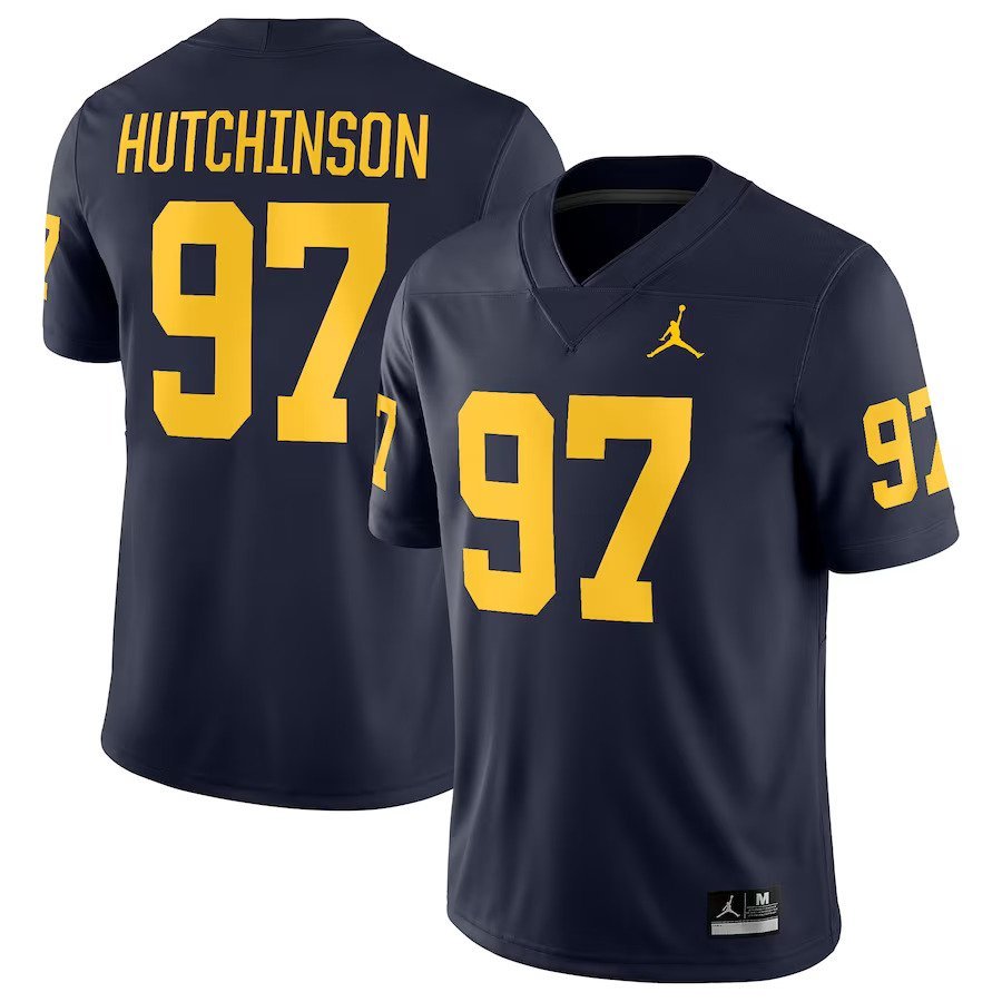 Aidan Hutchinson Michigan Wolverines Jordan Brand Player Game Jersey - Navy - UKASSNI