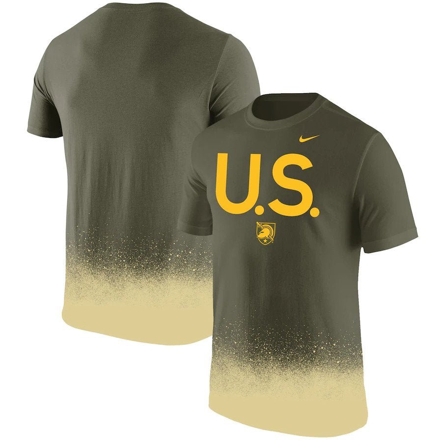Army Black Knights Nike 1st Armored Division Old Ironsides Rivalry Splatter T-Shirt - Olive - UKASSNI