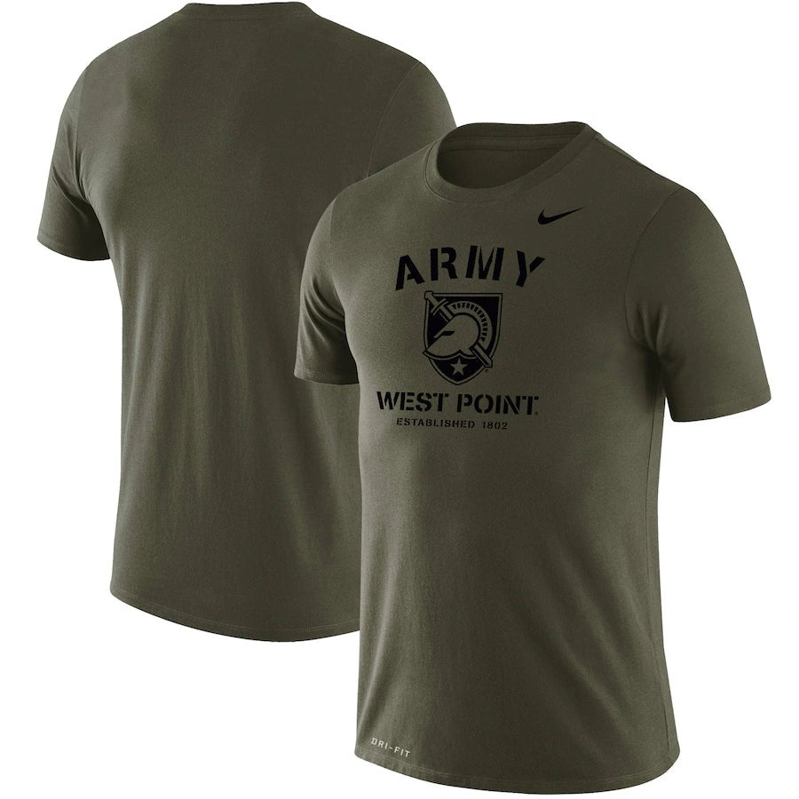 Army Black Knights NCAA UK Nike Stencil Arch Performance T-Shirt - Olive - UKASSNI