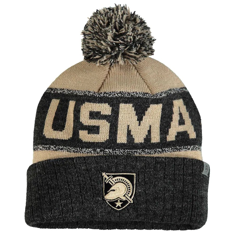 Army Black Knights NCAA UK Top of the World Youth Below Zero Cuffed Knit Hat With Pom - Tan - UKASSNI