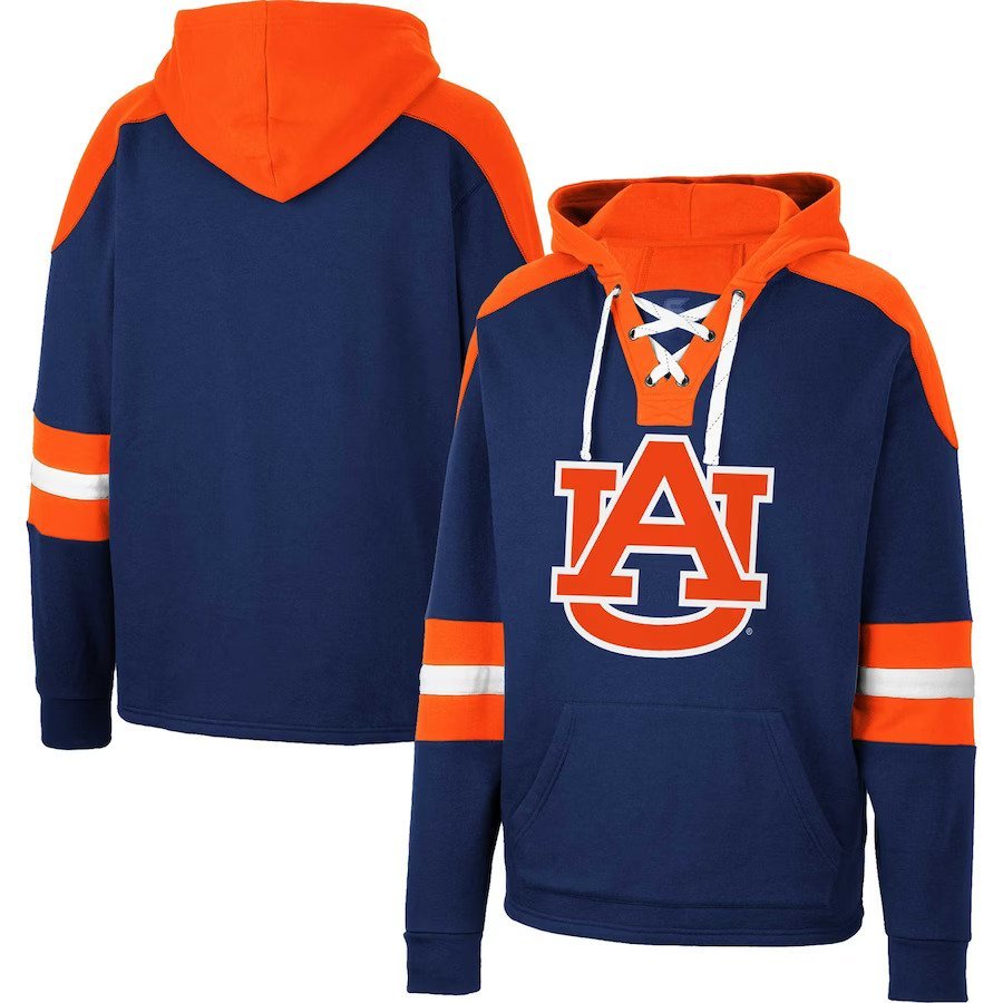 Auburn Tigers Colosseum Lace-Up 4.0 Pullover Hoodie - Navy - UKASSNI