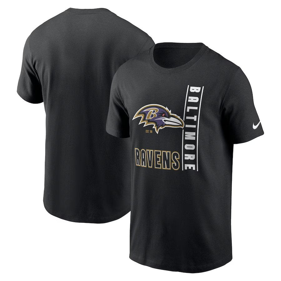 Baltimore Ravens NFL UK Nike Lockup Essential T-Shirt - Black - UKASSNI