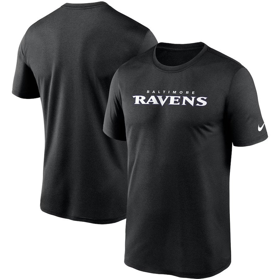 Baltimore Ravens NFL UK Nike Wordmark Legend Performance T-Shirt - Black - UKASSNI