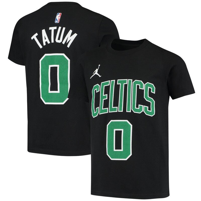 Boston Celtics NBA UK Jayson Tatum Jordan Brand Youth Statement Edition Name & Number T-Shirt - Black - UKASSNI