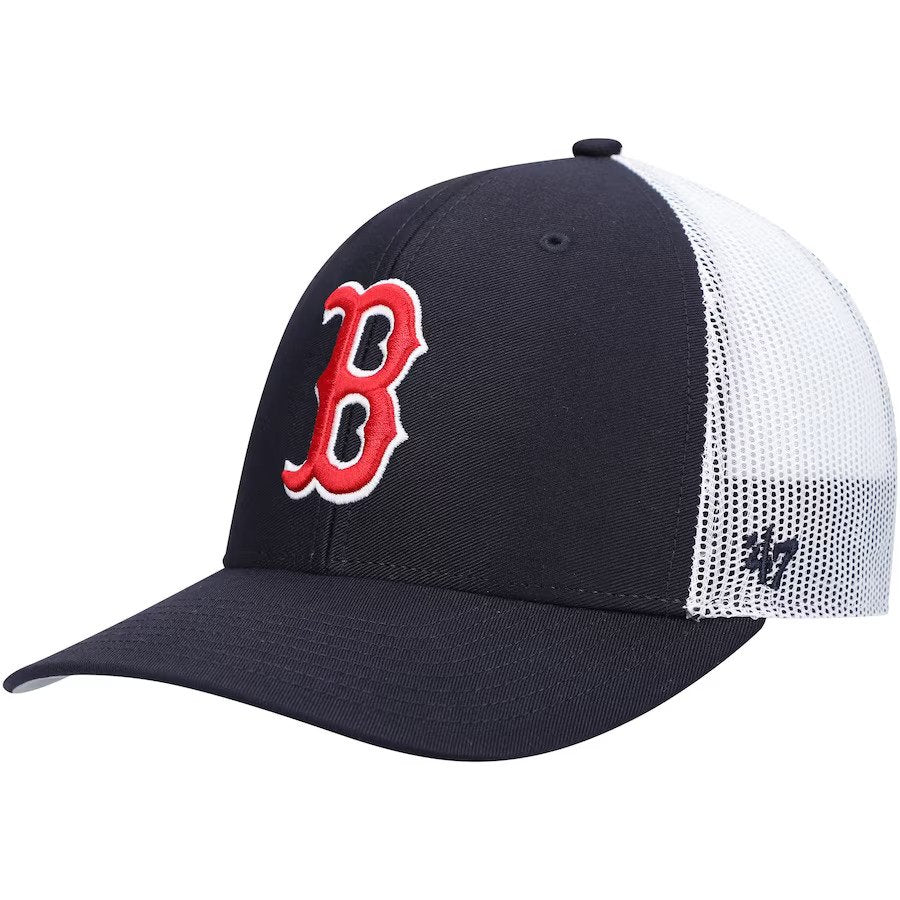 Boston Red Sox MLB UK '47 Primary Logo Trucker Snapback Hat - Navy/White - UKASSNI