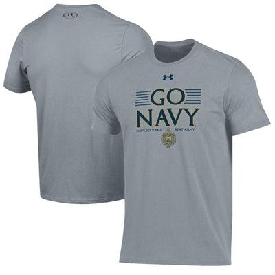 Navy Midshipmen NCAA UK Under Armour 175 Years Special Game Performance Go Navy T-Shirt -- Heather Gray - UKASSNI