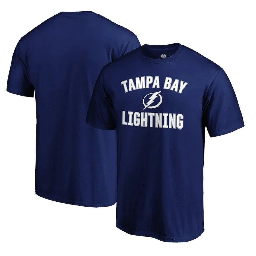 Tampa Bay Lightning NHL UK Large Fanatics Branded Team Victory Arch T-Shirt - Blue - UKASSNI