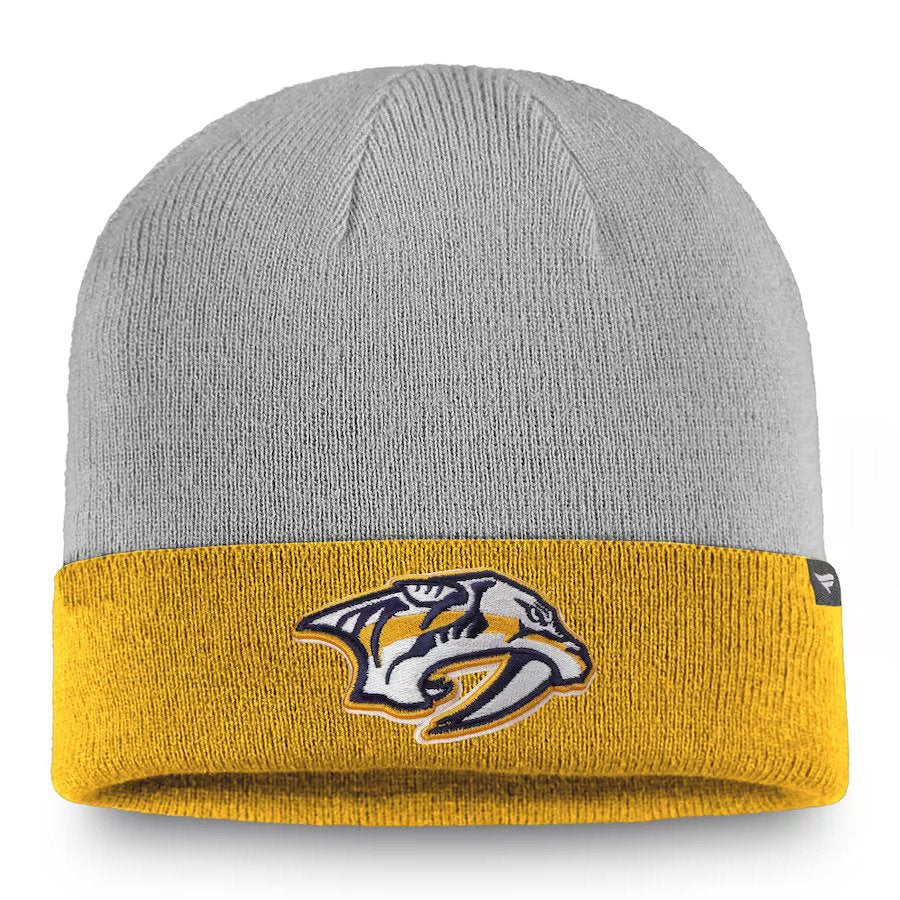 Nashville Predators NHL UK Fanatics Branded Cuffed Knit Hat - Gray/Gold - UKASSNI