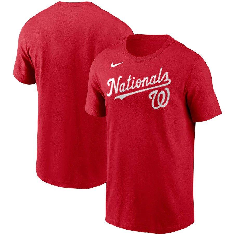Washington Nationals UK Nike Team Wordmark T-Shirt - Red - UKASSNI