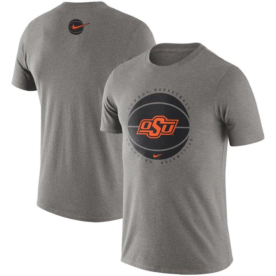 Oklahoma State Cowboys Medium NCAA UK Nike Team Basketball Icon T-Shirt - Heathered Gray - UKASSNI