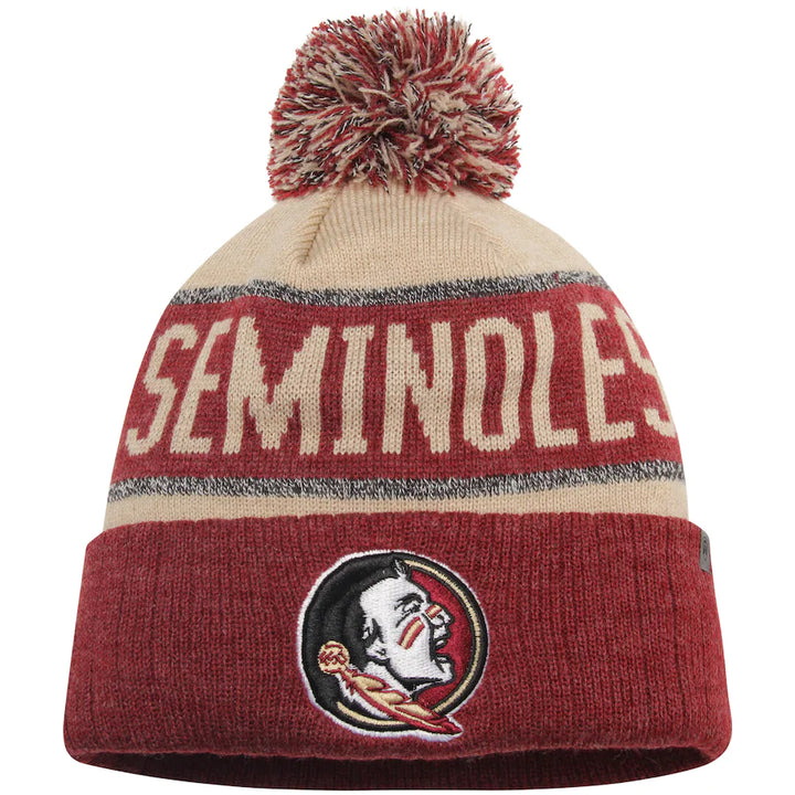 Florida State Seminoles NCAA Top of the World Youth Below Zero Cuffed Knit Hat with Pom – Garnet (UK Stock) - UKASSNI