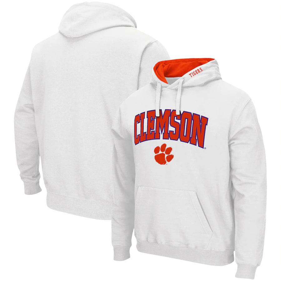 Clemson Tigers Colosseum Arch & Logo 3.0 Pullover Hoodie - White - UKASSNI