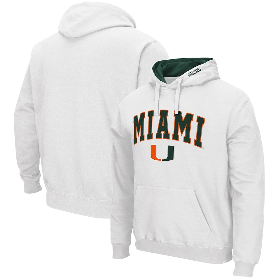 Miami Hurricanes Colosseum Arch & Logo 3.0 Pullover Hoodie - White - UKASSNI