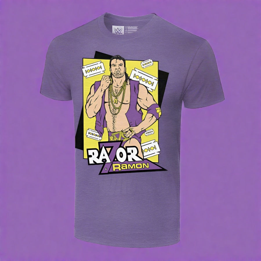 Razor Ramon UK Legends Illustrated T-Shirt - Heathered Purple - UKASSNI